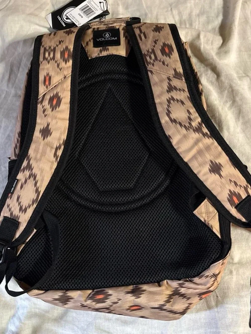Volcom Tan Patterned Men's Backpack with Black Trim